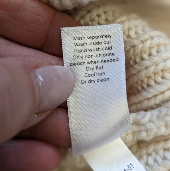 Athleta Cream Bedford Wool & Cashmere Sweater XS Fisherman Mock Neck - Picture 9 of 13